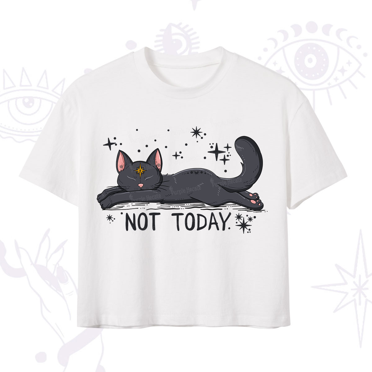 Purplehecate Not Today Cat Crop T-Shirt