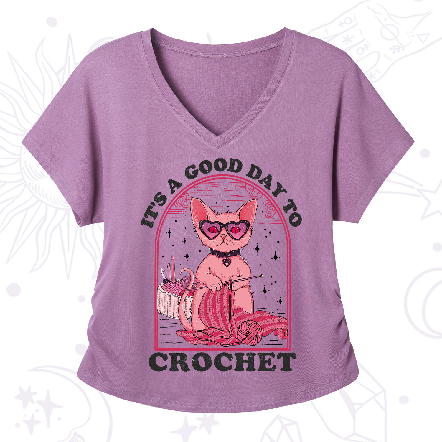 Purplehecate It's A Good Day To Crochet V-Neck T-Shirt