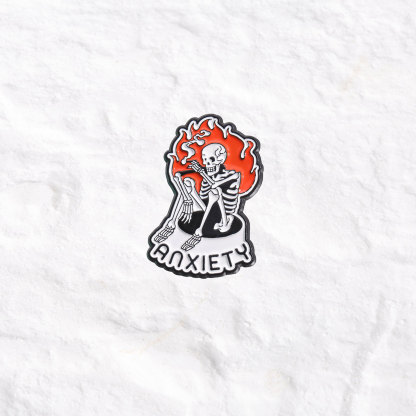 Purplehecate Skeleton Anxiety Pin