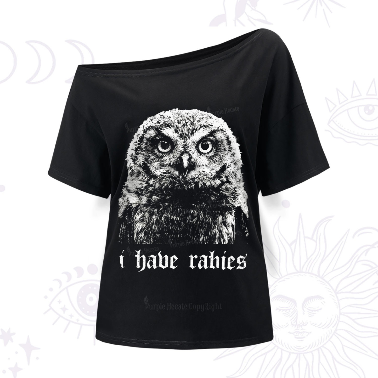 Purplehecate I Have Rabies Owl One Shoulder T-Shir