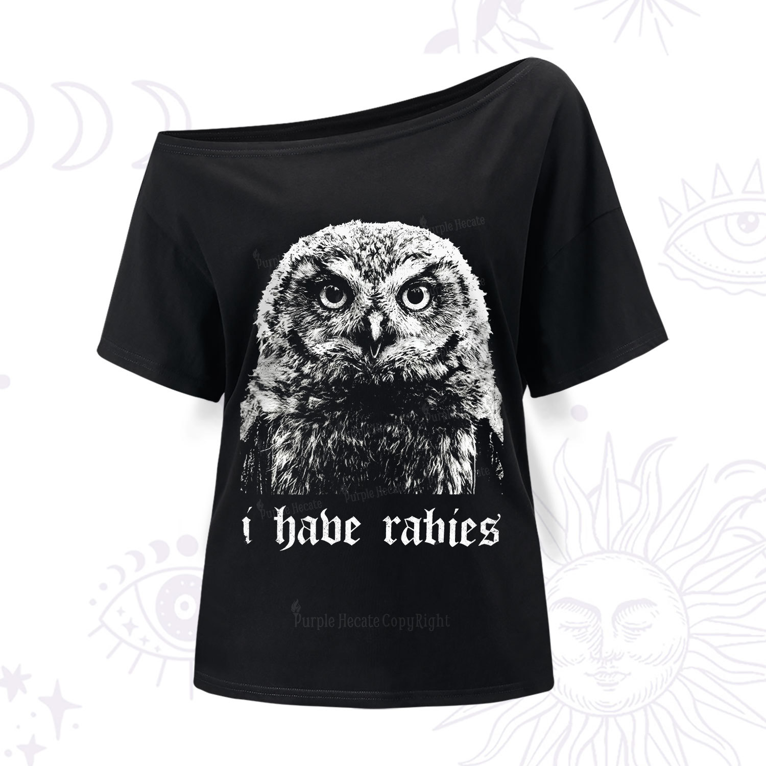 Purplehecate I Have Rabies Owl One Shoulder T-Shir
