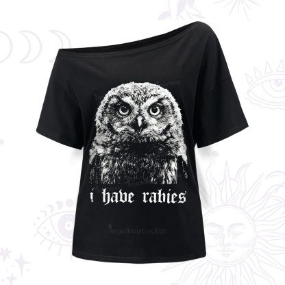 Purplehecate I Have Rabies Owl One Shoulder T-Shirt