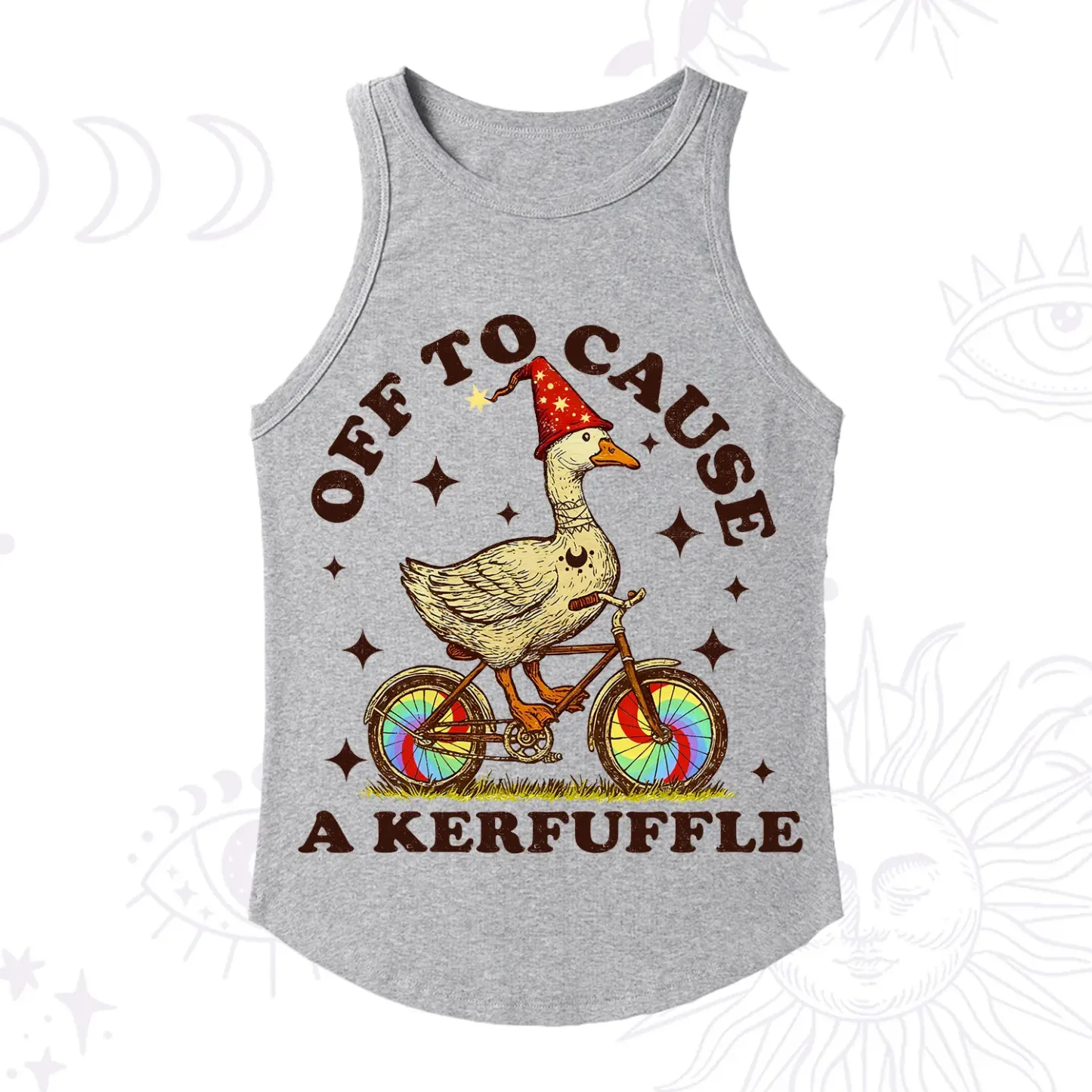 Purplehecate Off to Cause a Kerfuffle Goose Racerback Tank Top