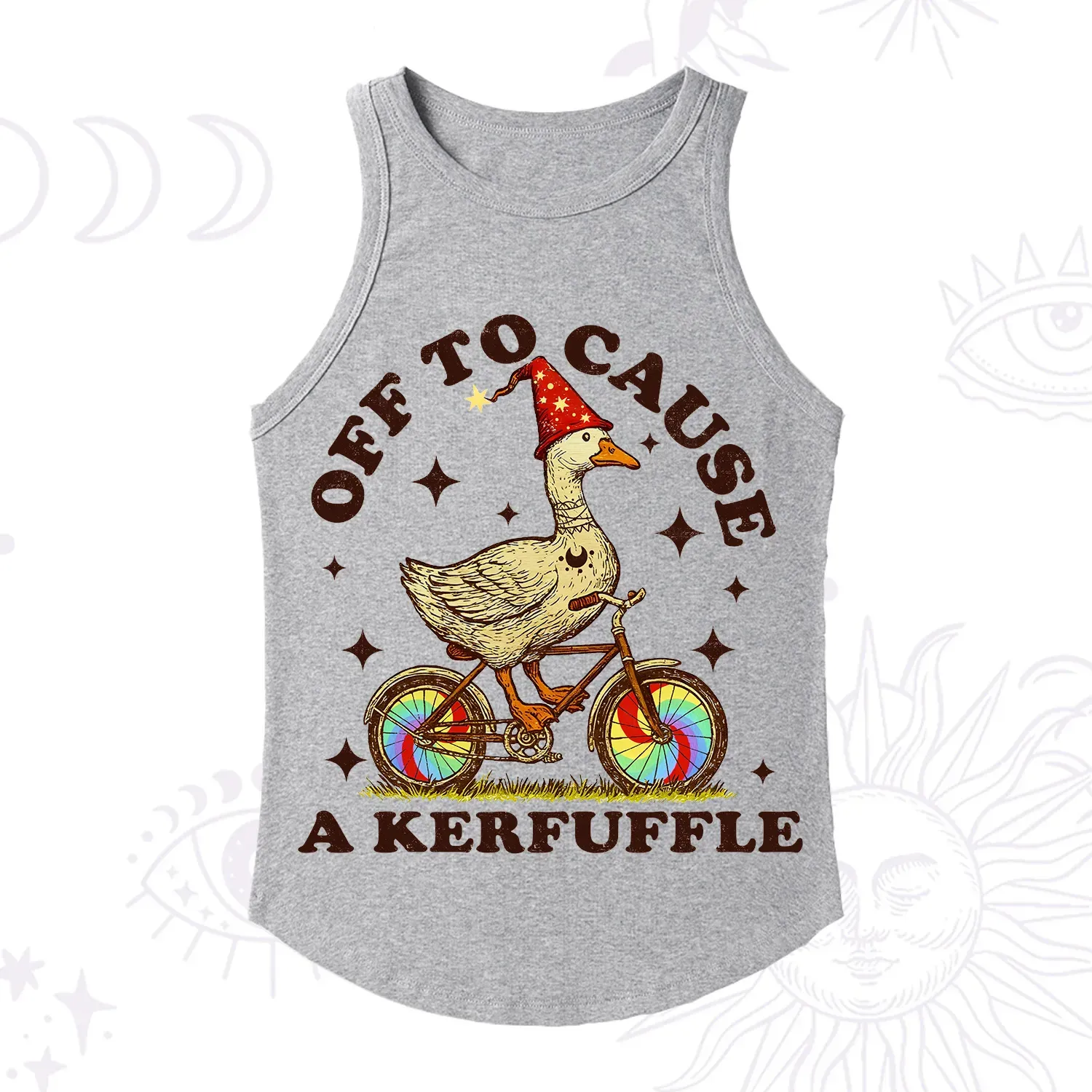 Purplehecate Off to Cause a Kerfuffle Goose Racerback Tank Top