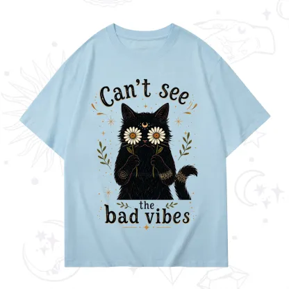 Purplehecate Can't See the Bad Vibes Black Cat T-Shirt