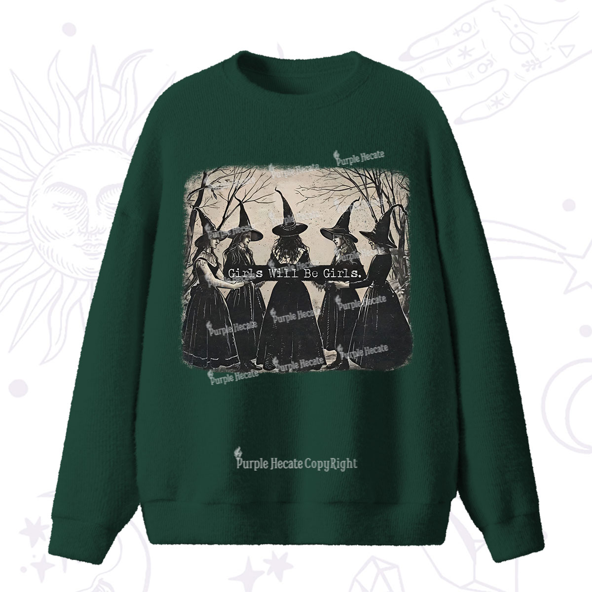 Purplehecate Girls Will Be Girls Witch Fuzzy Ugly Sweater