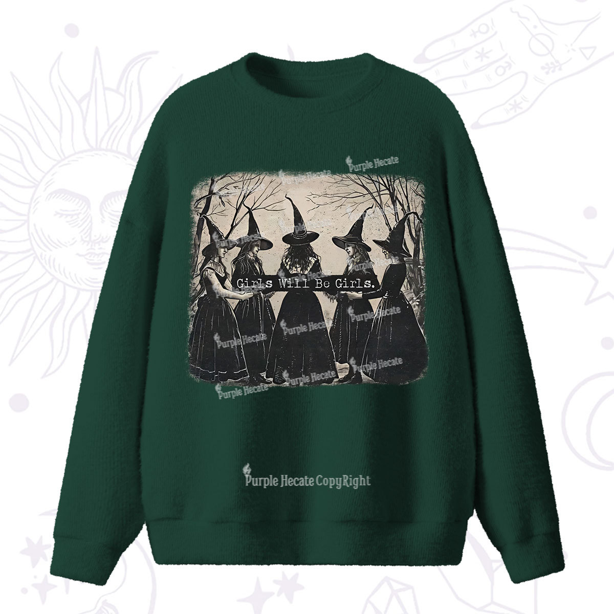 Purplehecate Girls Will Be Girls Witch Fuzzy Ugly Sweater
