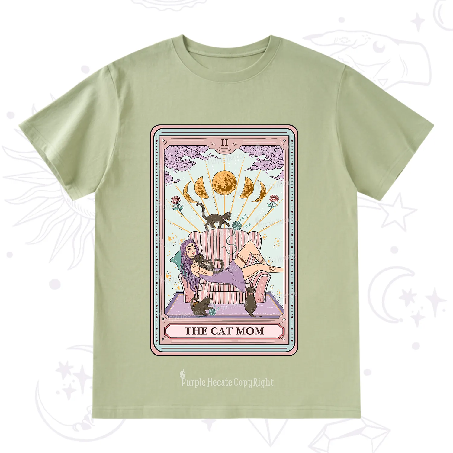 Purplehecate The Cat Mom Tarot T-Shirt