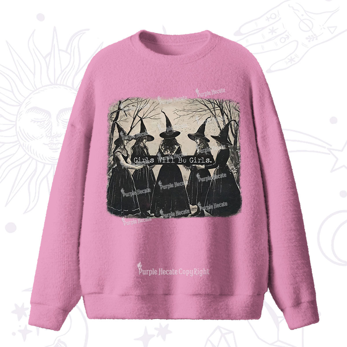 Purplehecate Girls Will Be Girls Witch Fuzzy Ugly Sweater