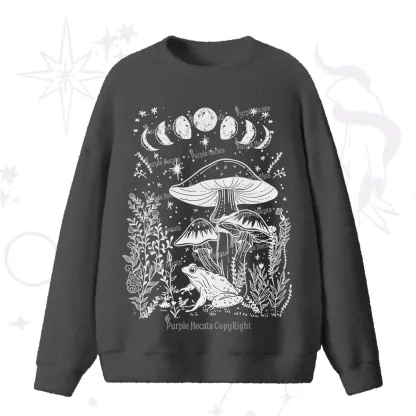Purplehecate Celestial Frog Mushrooms Fuzzy Ugly Sweater