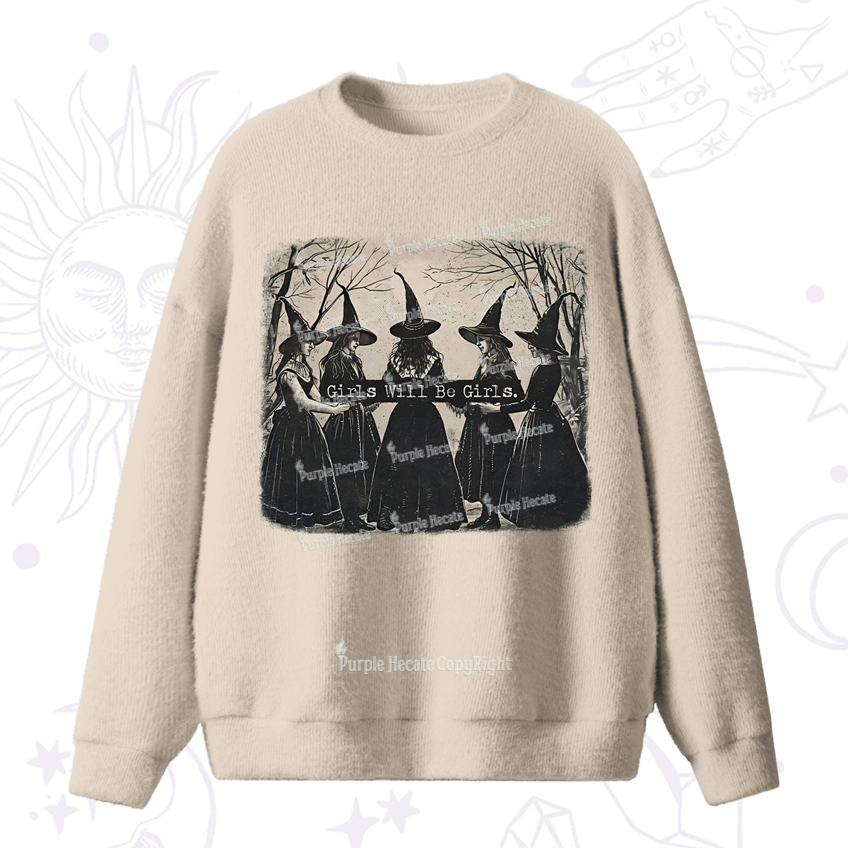 Purplehecate Girls Will Be Girls Witch Fuzzy Ugly Sweater