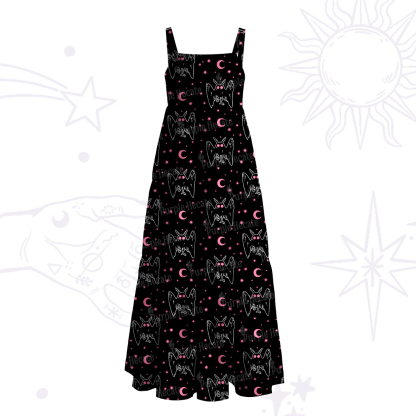 Purplehecate Witchy Mothman Night Wide Straps Maxi Dress