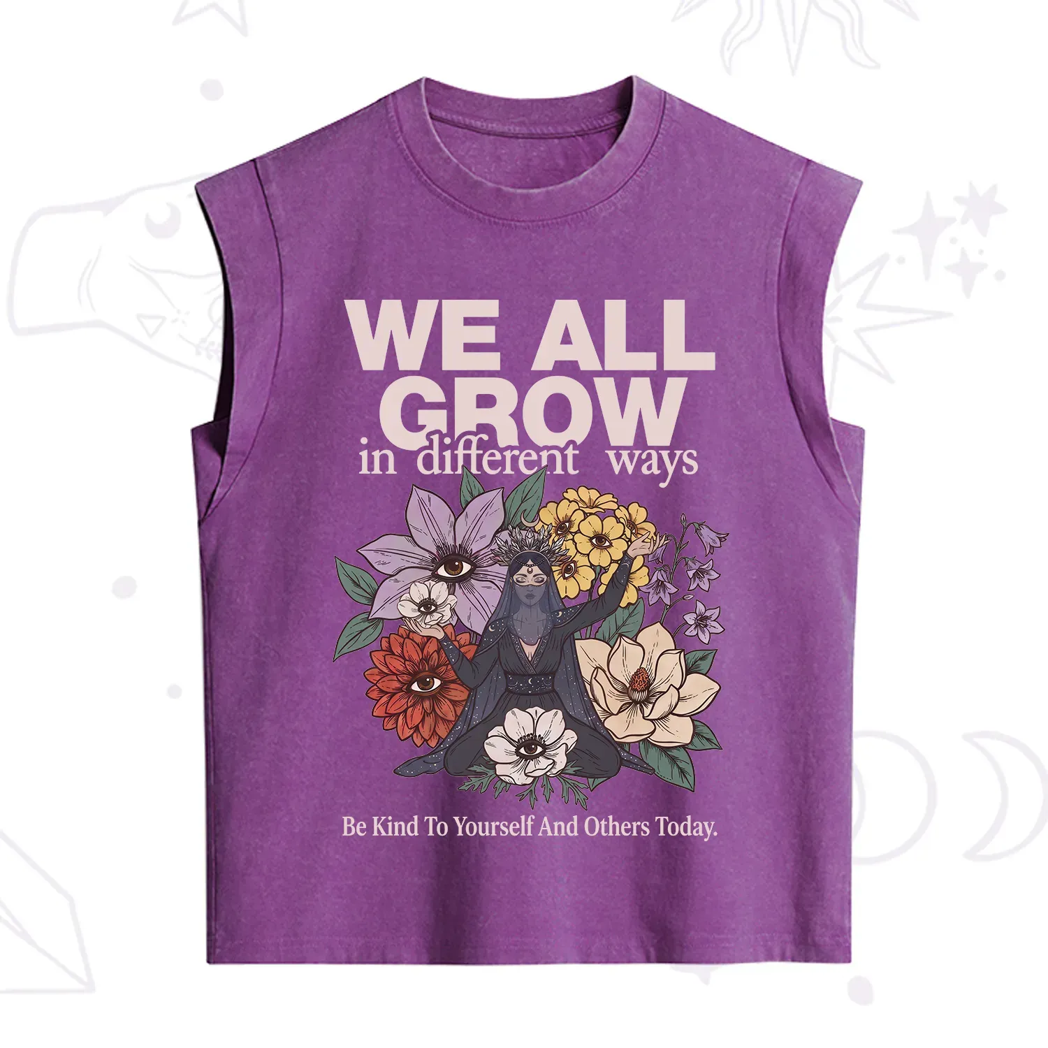 Purplehecate We All Grow Different Ways Floral Vintage Washed Tank