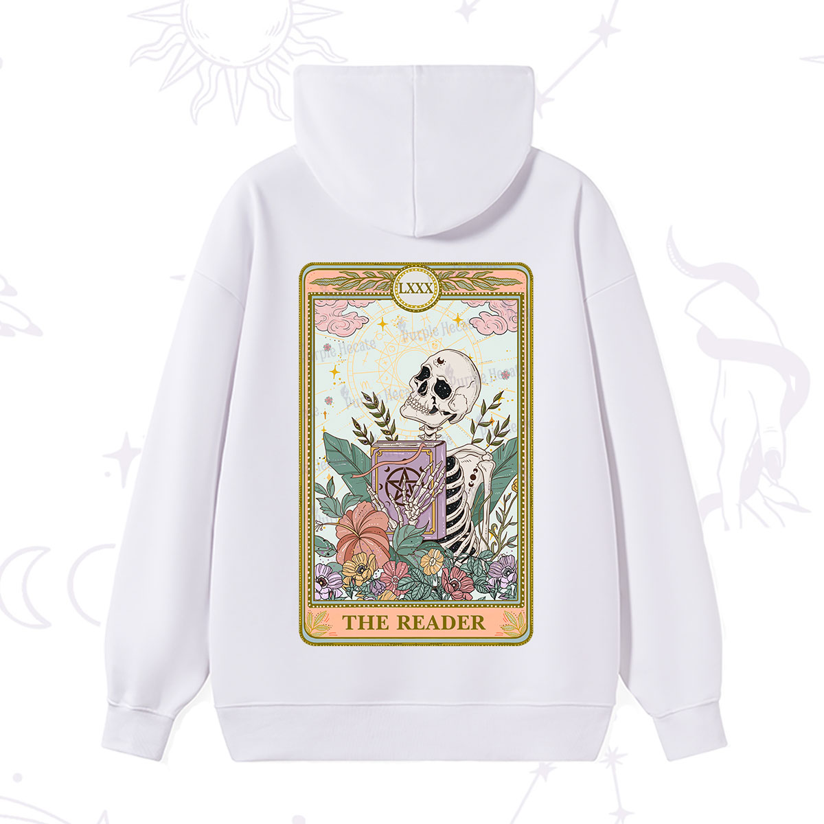 Purplehecate The Reader Occult Tarot Skeleton Hoodie