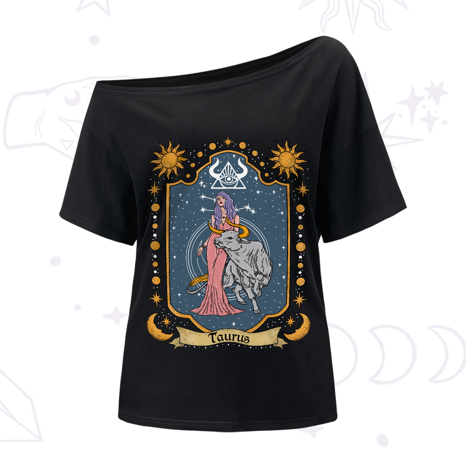 Purplehecate Taurus Zodiac One-Shoulder T-Shirt