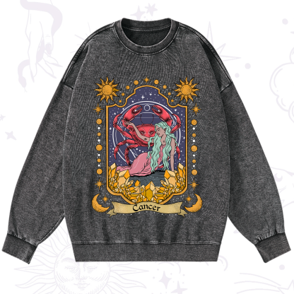 Purplehecate Cancer Zodiac Washed Sweatshirt