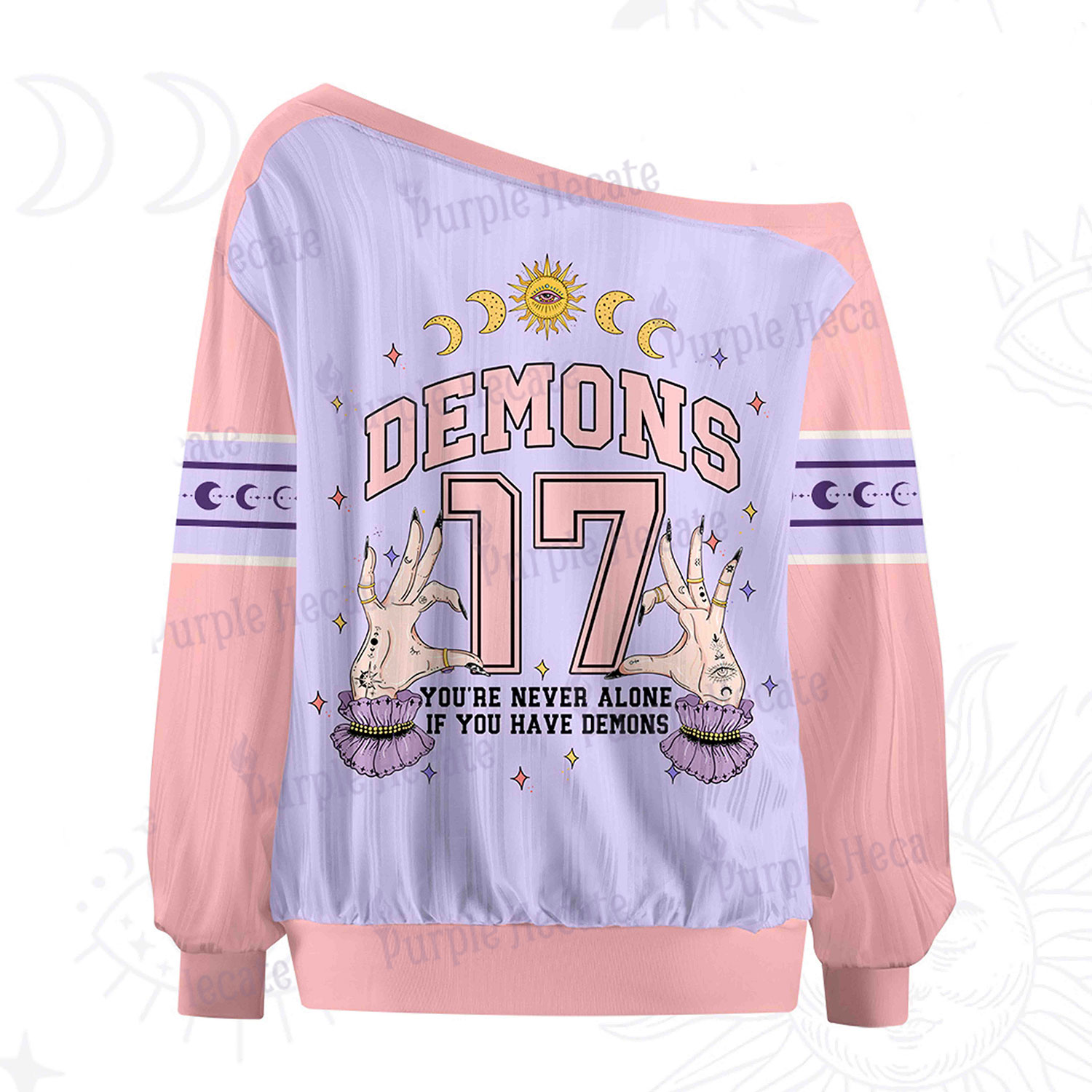 Purplehecate Celestial Demons 17 Off The Shoulder Graphic Jersey