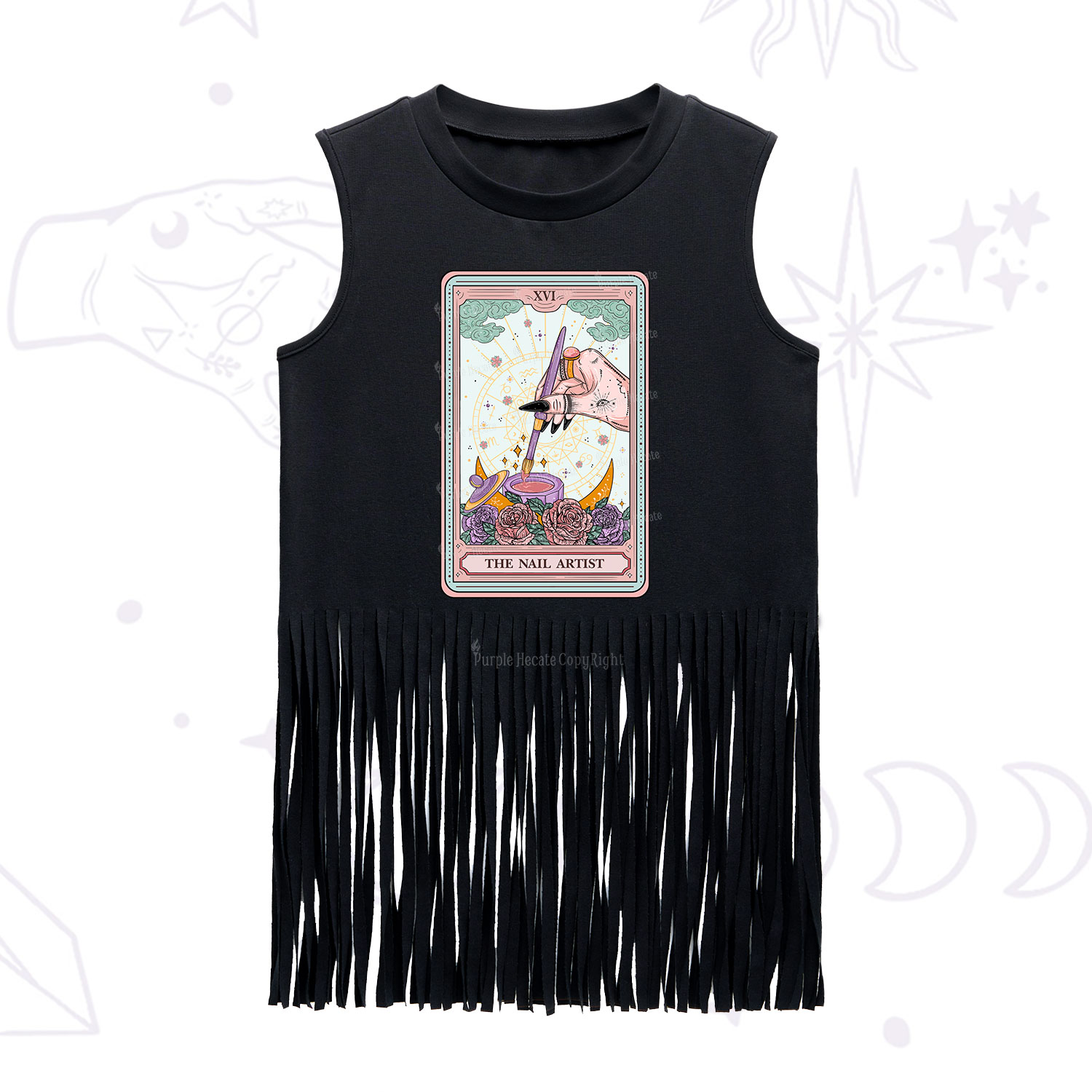 Purplehecate The Nail Artist Tarot Card Fringe Tank Top
