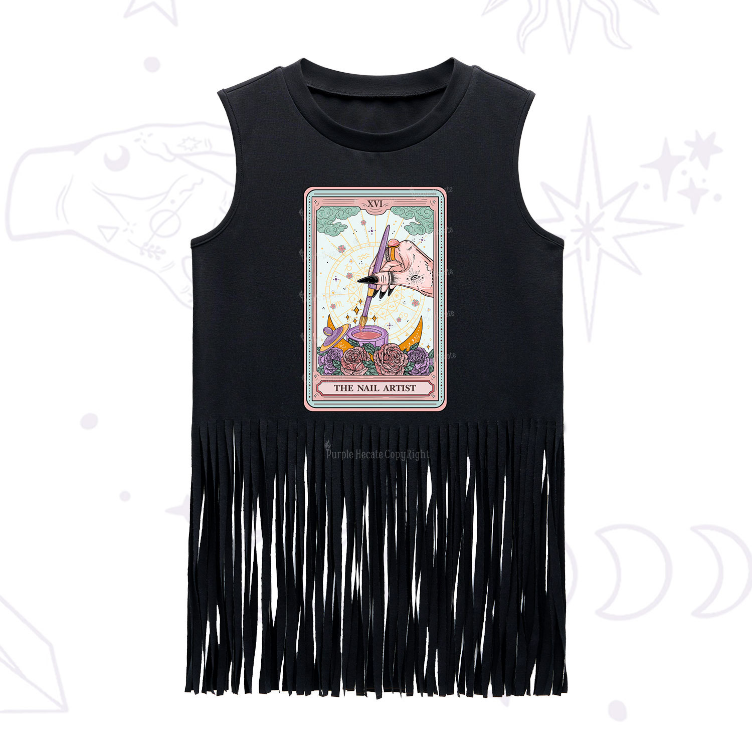 Purplehecate The Nail Artist Tarot Card Fringe Tank Top