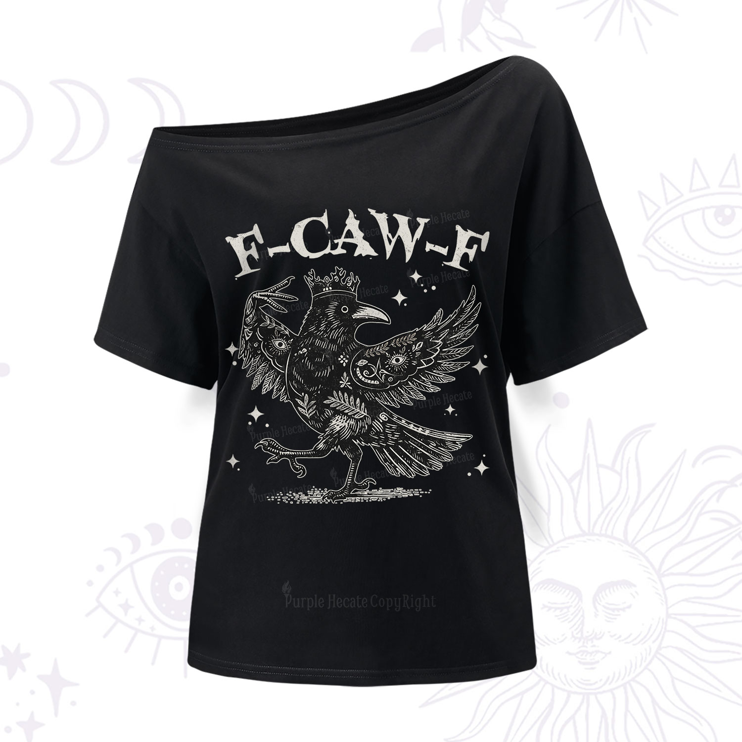 Purplehecate F-caw-f Funny Crow One Shoulder T-Shirt