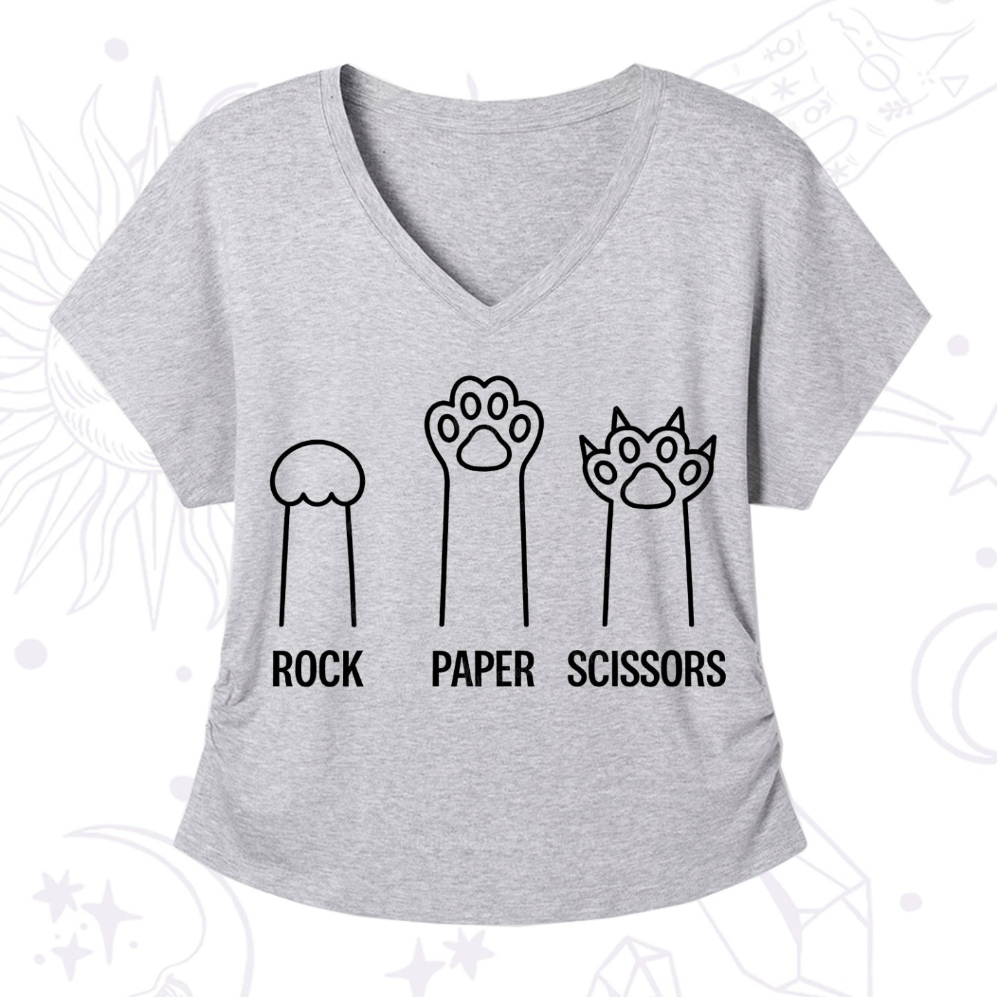 Purplehecate Rock Paper Scissors Cat Paw Edition V-Neck T-Shirt