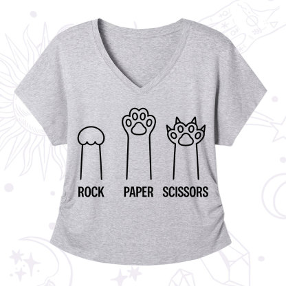 Purplehecate Rock Paper Scissors Cat Paw Edition V-Neck T-Shirt