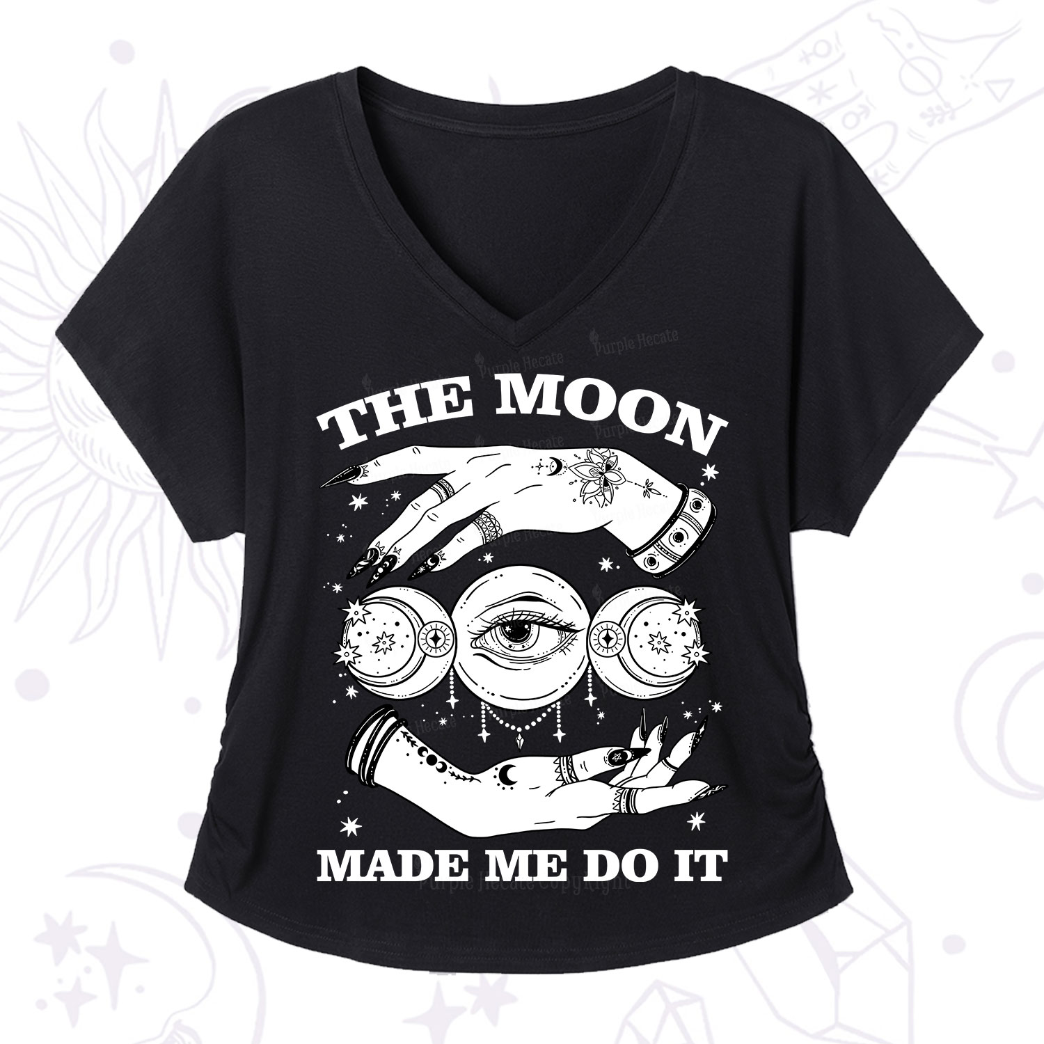 Purplehecate Funny The Moon Made Me Do It V-Neck T-Shirt