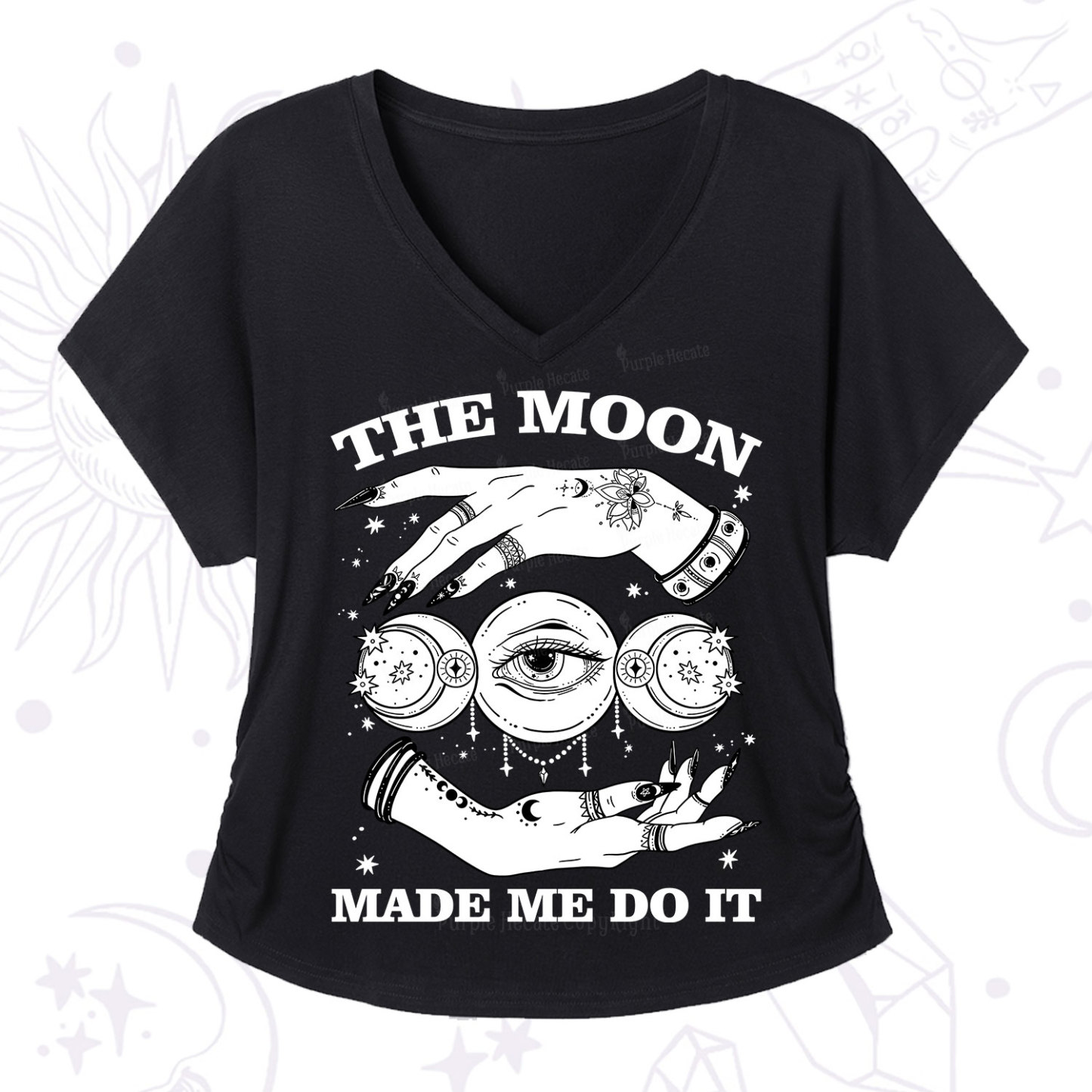 Purplehecate Funny The Moon Made Me Do It V-Neck T-Shirt