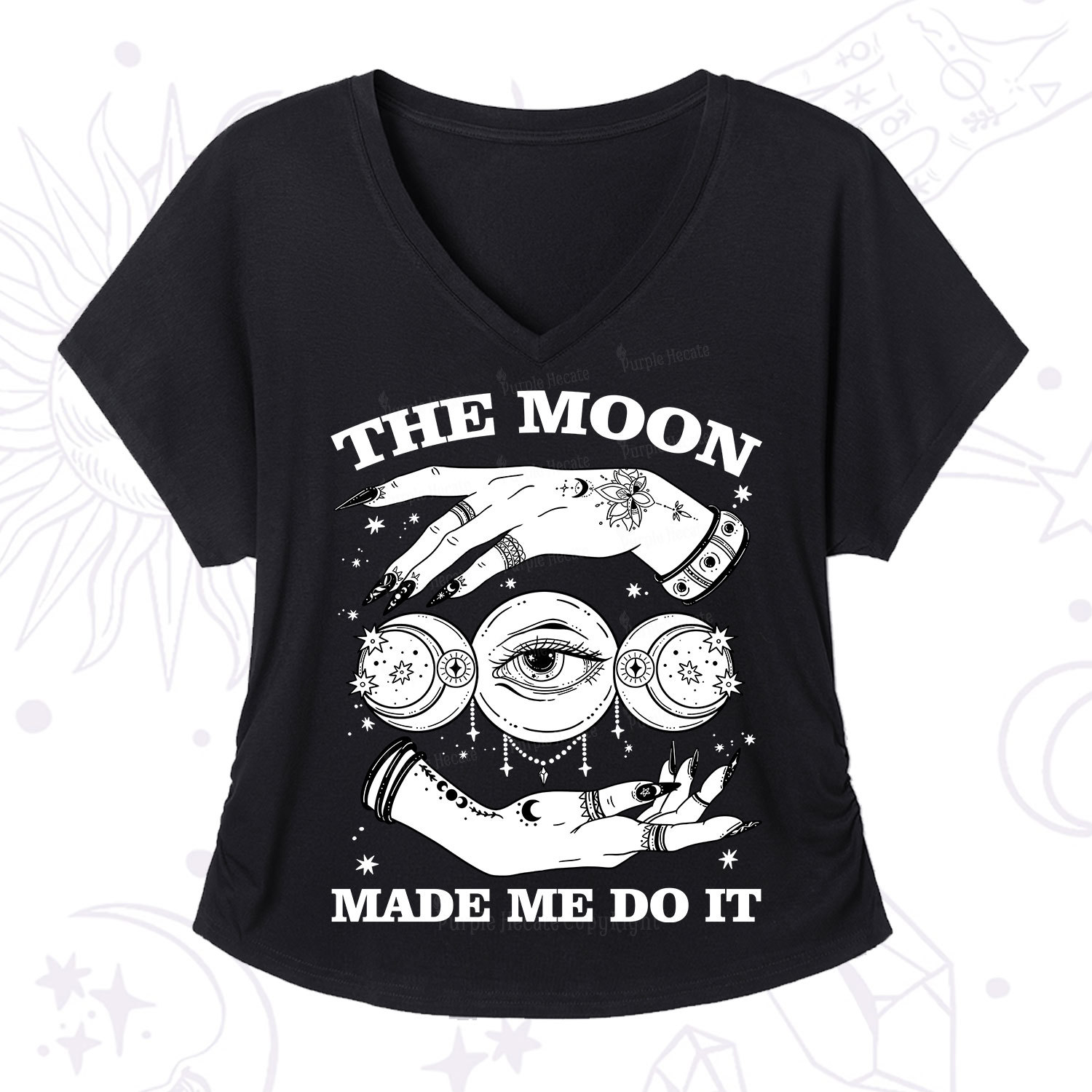 Purplehecate Funny The Moon Made Me Do It V-Neck T-Shirt