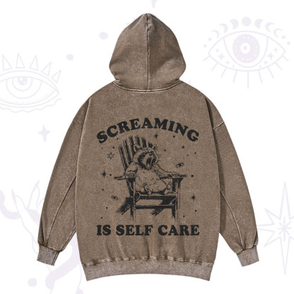 Purplehecate Screaming is Self Care Washed Hoodie