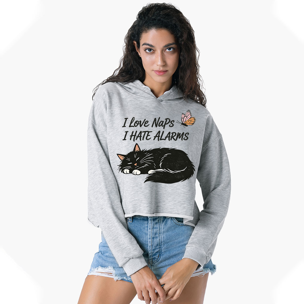 Purplehecate I Love Naps I Hate Alarms Crop Hoodie