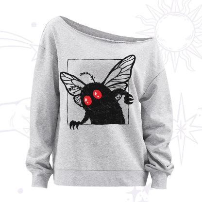 Purplehecate The Curious Mothman Off The Shoulder Sweatshirt