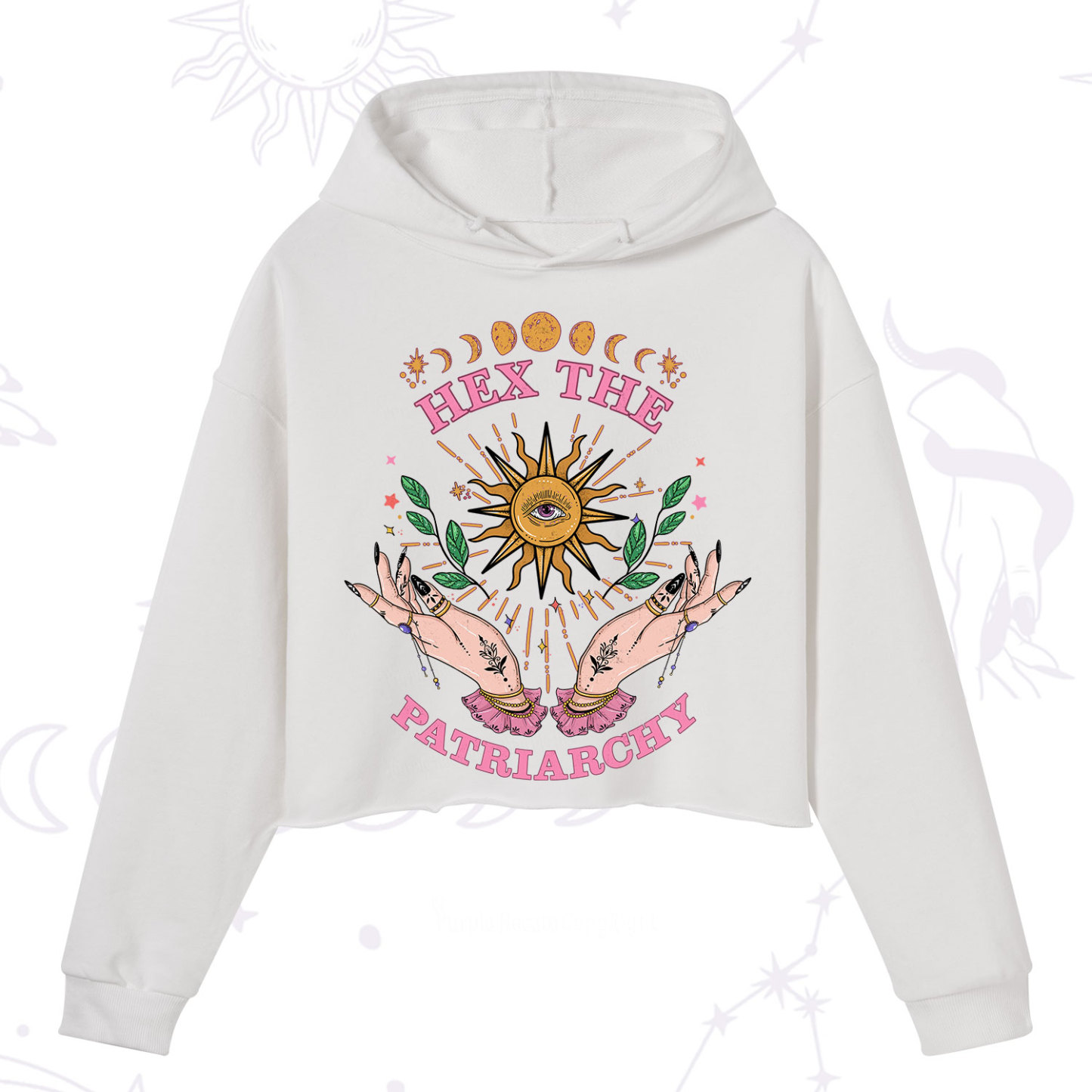 Purplehecate Hex The Patriarchy Witchy Crop Hoodie