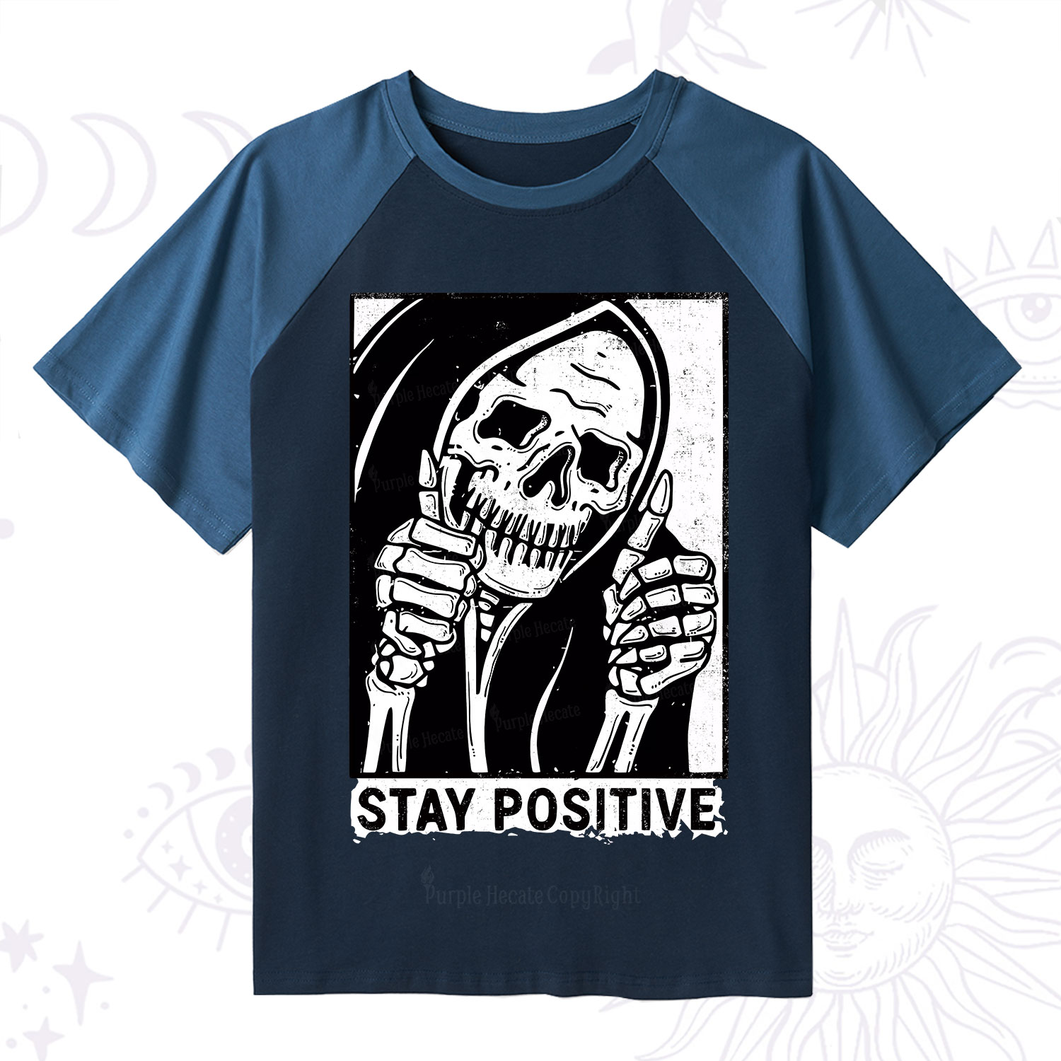 Purplehecate Stay Positive Raglan Short Sleeve T‑Shirt