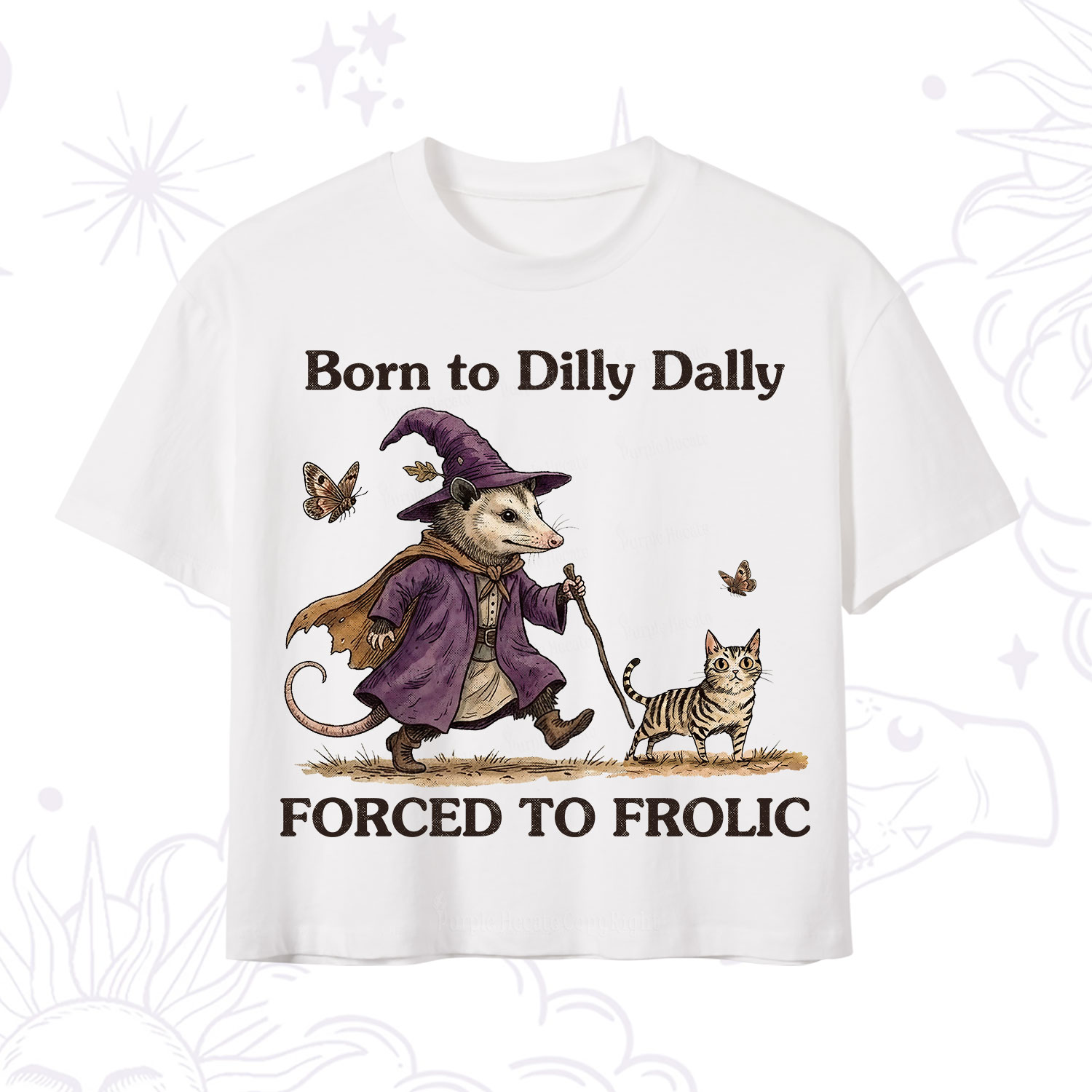 Purplehecate Born to Dilly Dally Forced to Frolic Opossum Crop T-Shirt