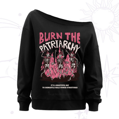 Purplehecate Burn The Patriarchy Off The Shoulder Sweatshirt