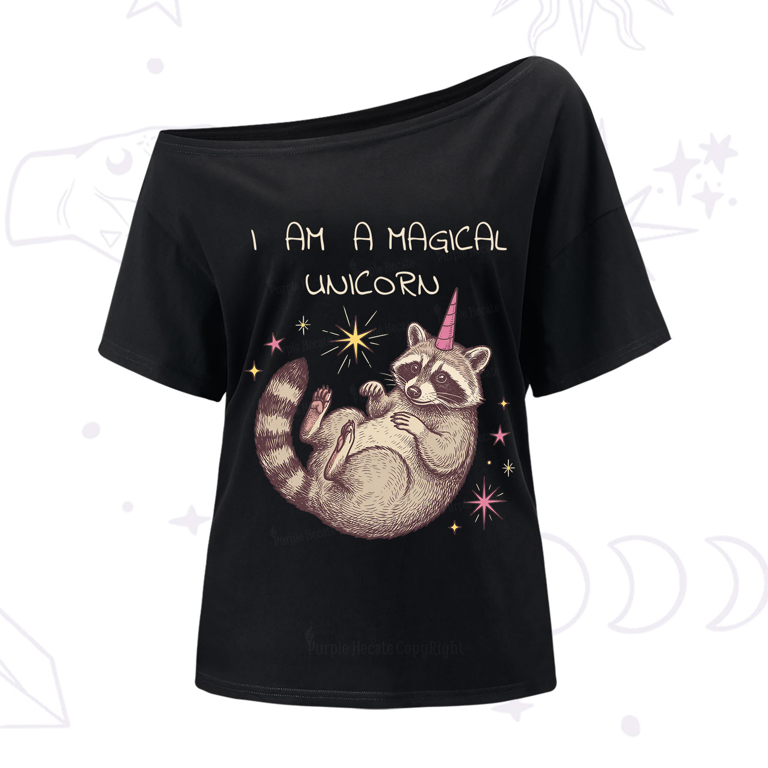 Purplehecate I Am A Magical Unicorn Raccoon One Shoulder T-Shirt