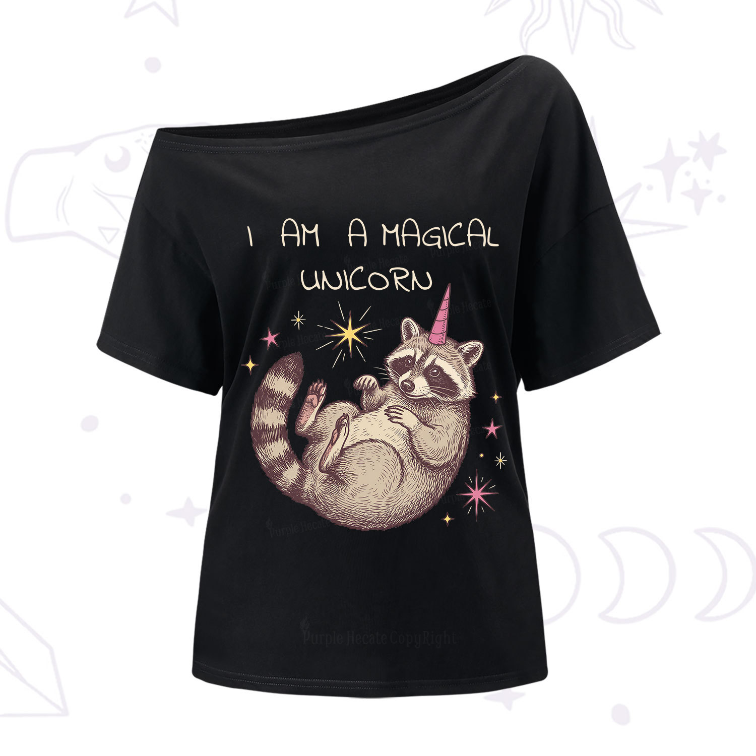 Purplehecate I Am A Magical Unicorn Raccoon One Shoulder T-Shirt