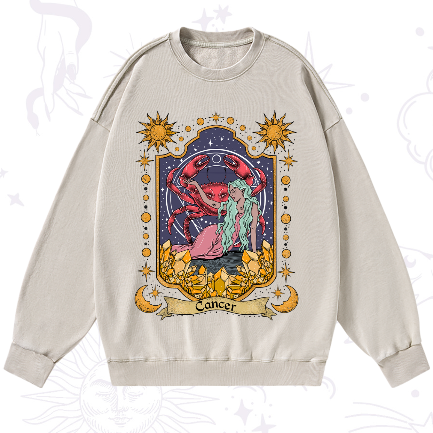 Purplehecate Cancer Zodiac Washed Sweatshirt