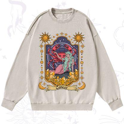 Purplehecate Cancer Zodiac Washed Sweatshirt