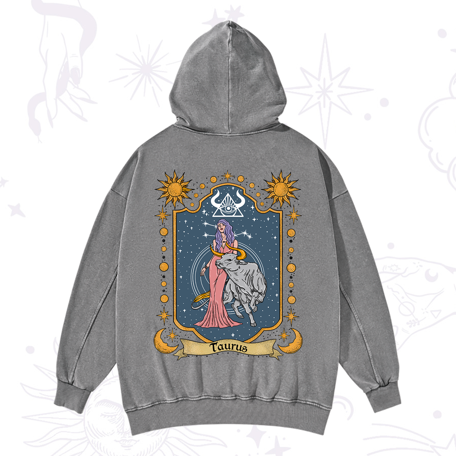 Purplehecate Taurus Zodiac Washed Hoodie
