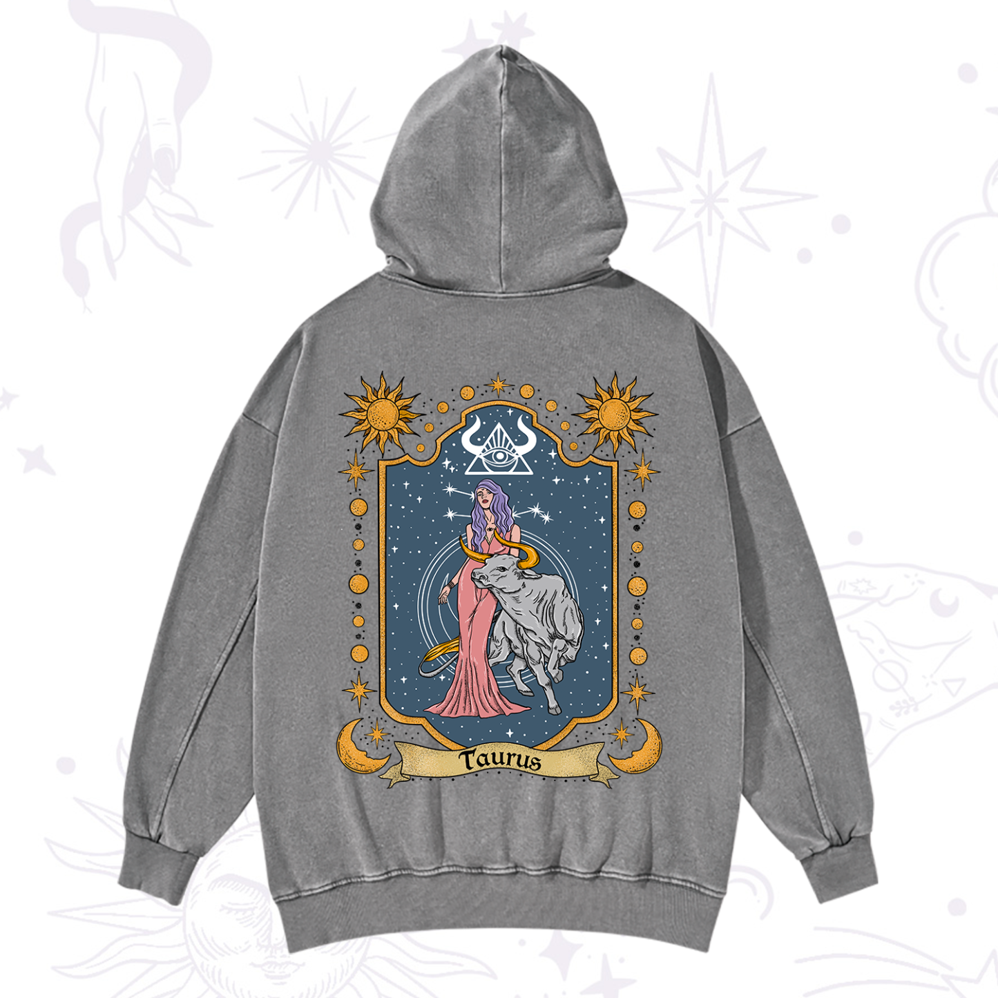 Purplehecate Taurus Zodiac Washed Hoodie