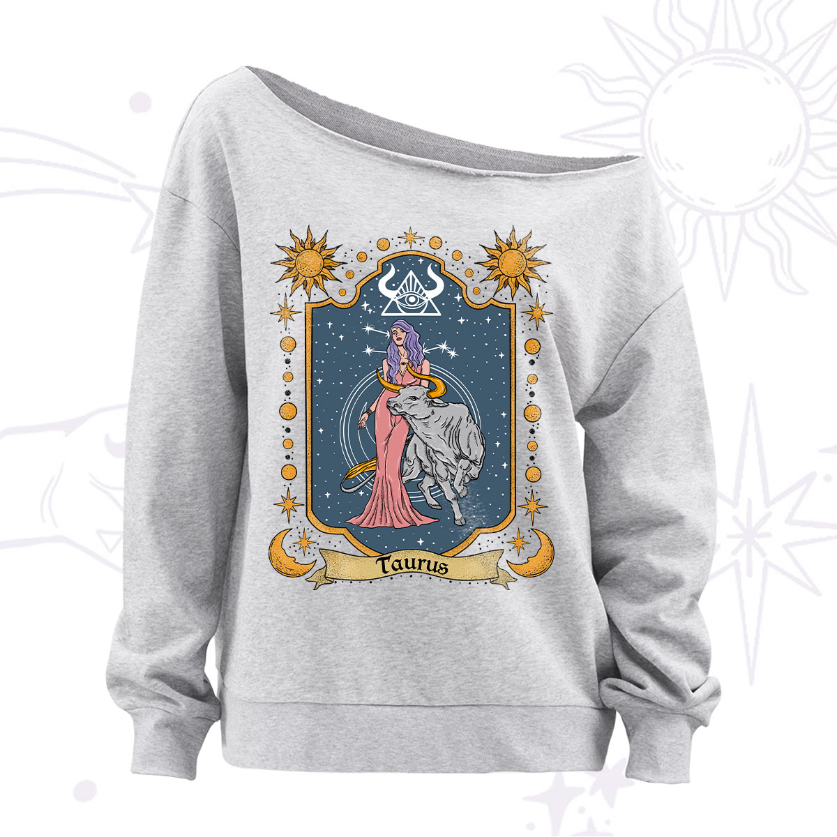 Purplehecate Taurus Zodiac Off The Shoulder Sweatshirt