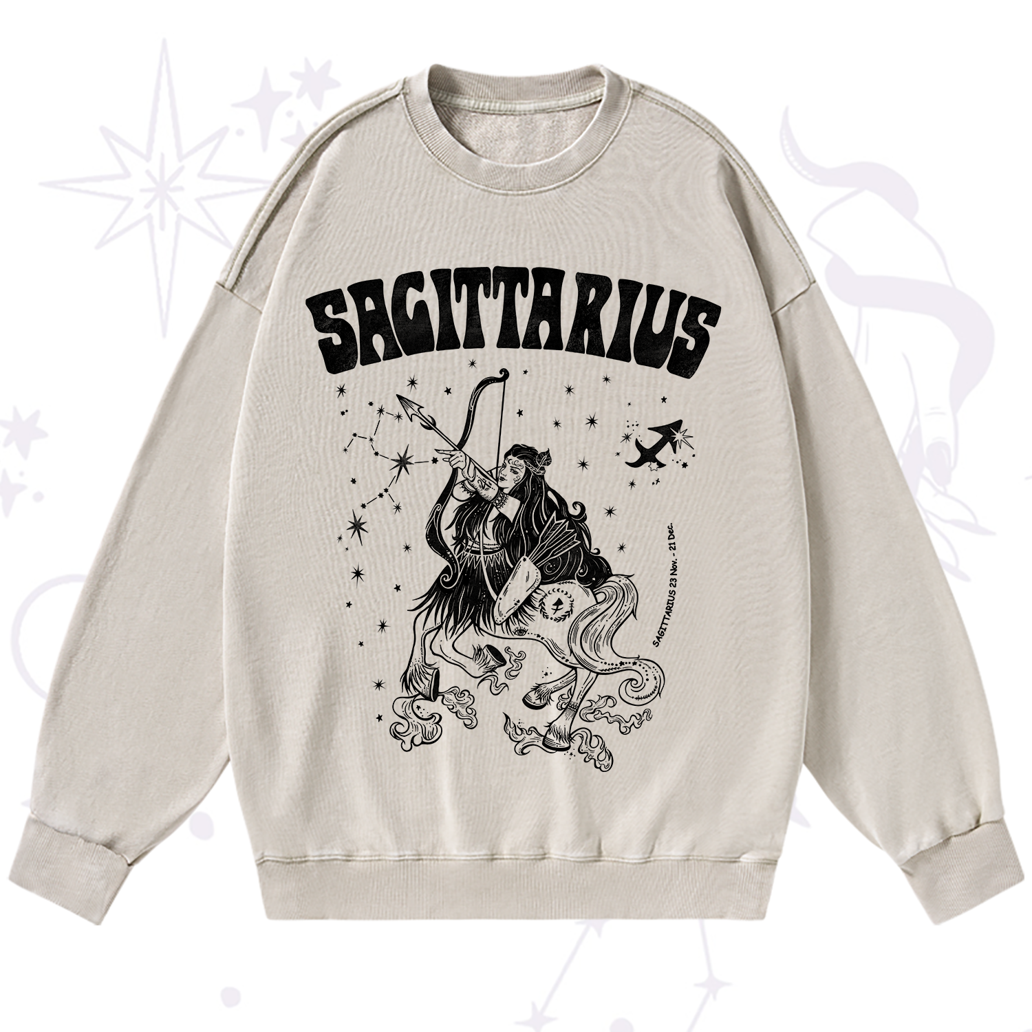 Purplehecate Sagittarius Zodiac Glyphs Washed Sweatshirt