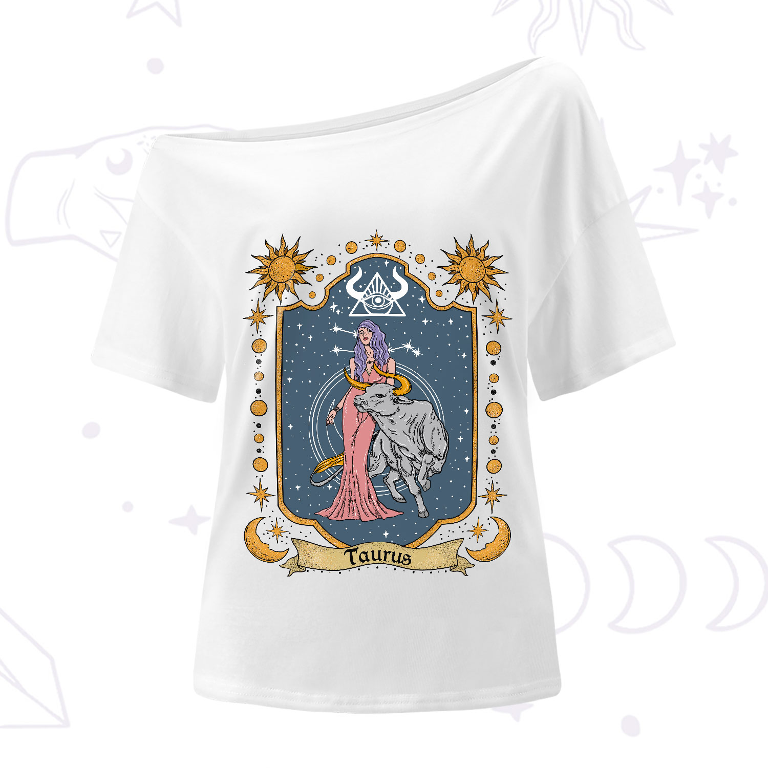 Purplehecate Taurus Zodiac One-Shoulder T-Shirt