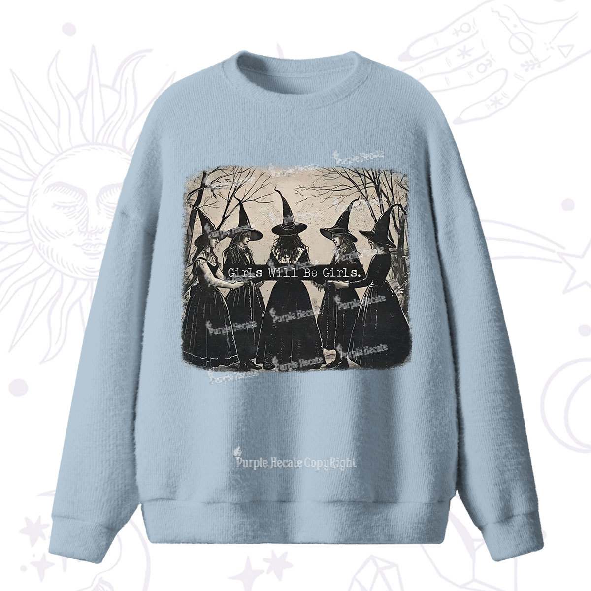 Purplehecate Girls Will Be Girls Witch Fuzzy Ugly Sweater