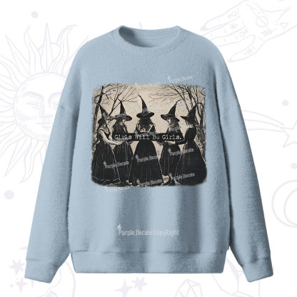 Purplehecate Girls Will Be Girls Witch Fuzzy Ugly Sweater