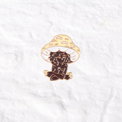 Purplehecate Orange Mushroom Girl Pin