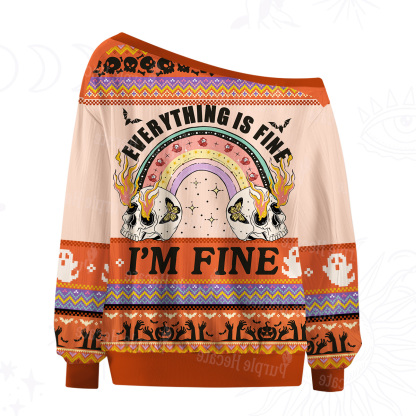 Purplehecate Everything Is Fine Off The Shoulder Graphic Jersey