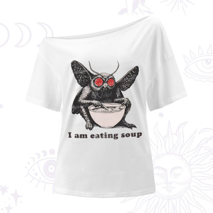 Purplehecate Mothman Eating Soup One Shoulder T-Shirt